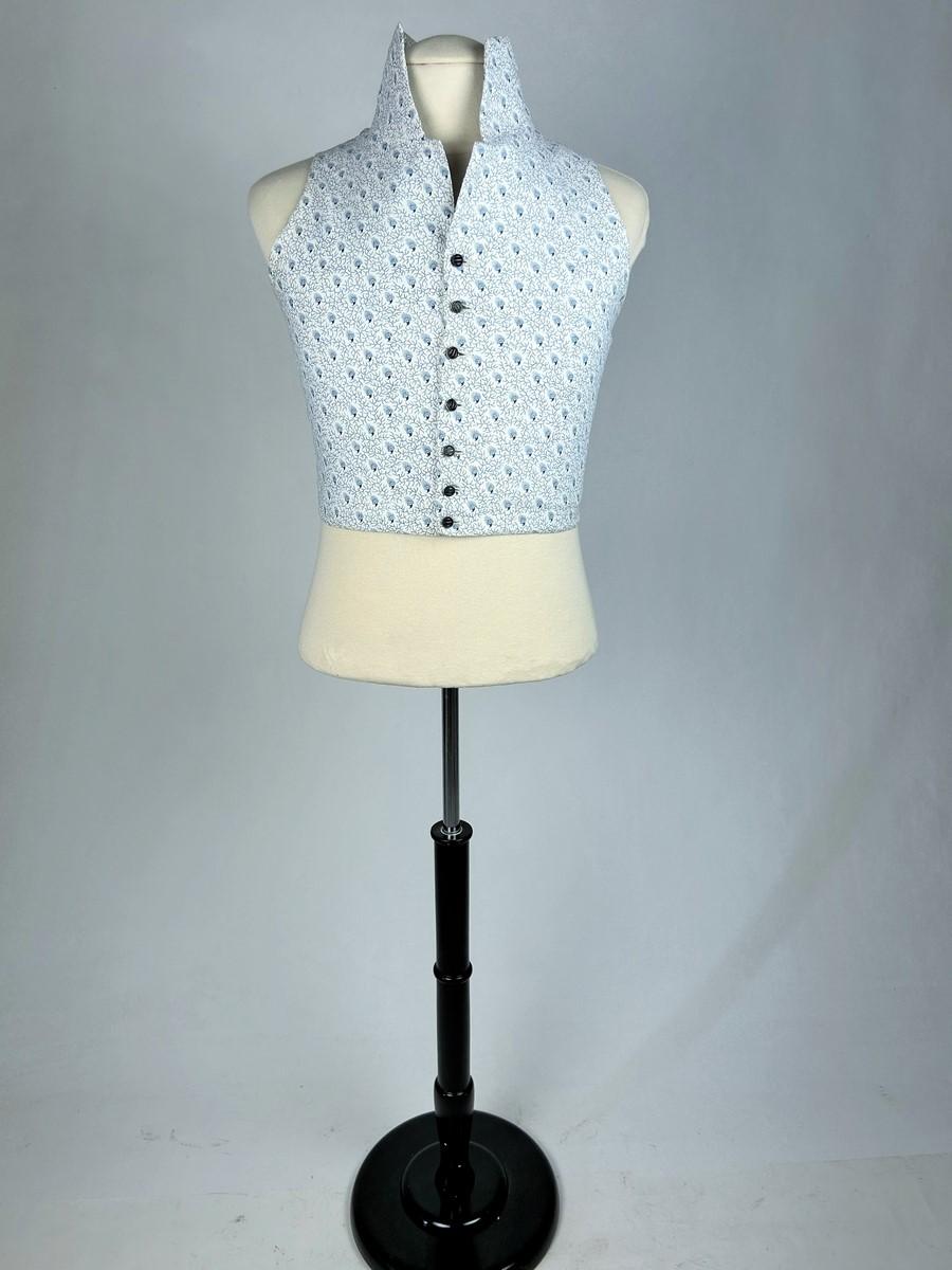 A printed cotton Summer waistcoat - France, Napoleonic Period In Good Condition For Sale In Toulon, FR