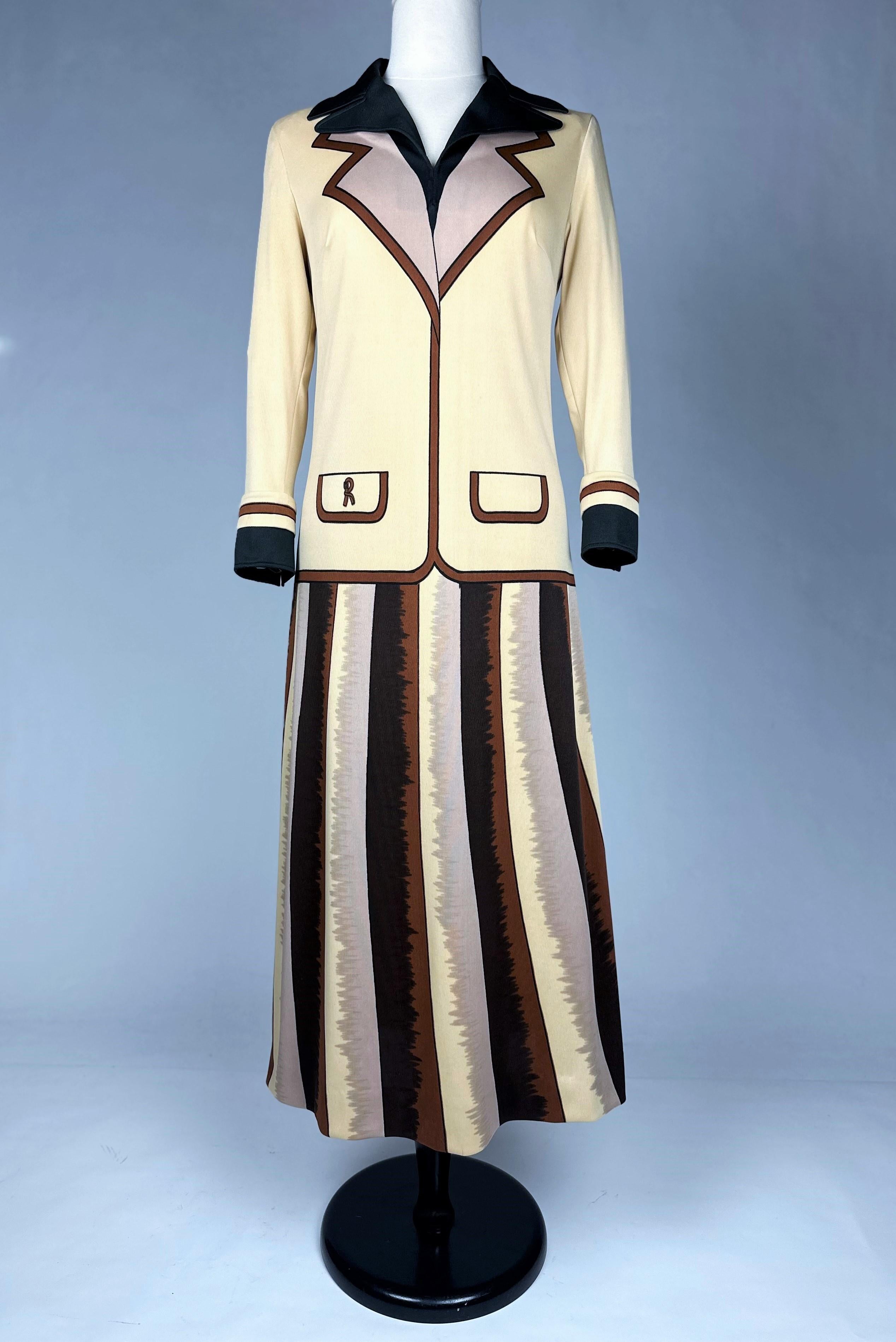 Bedrucktes Jersey-Kleid von Roberta di Camerino – Italien, um 1975 Damen im Angebot