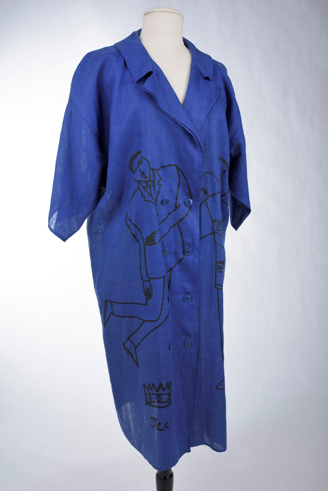 A Printed linen Blouse coat Jean-Charles de Castelbajac Ko and Co 1993 5