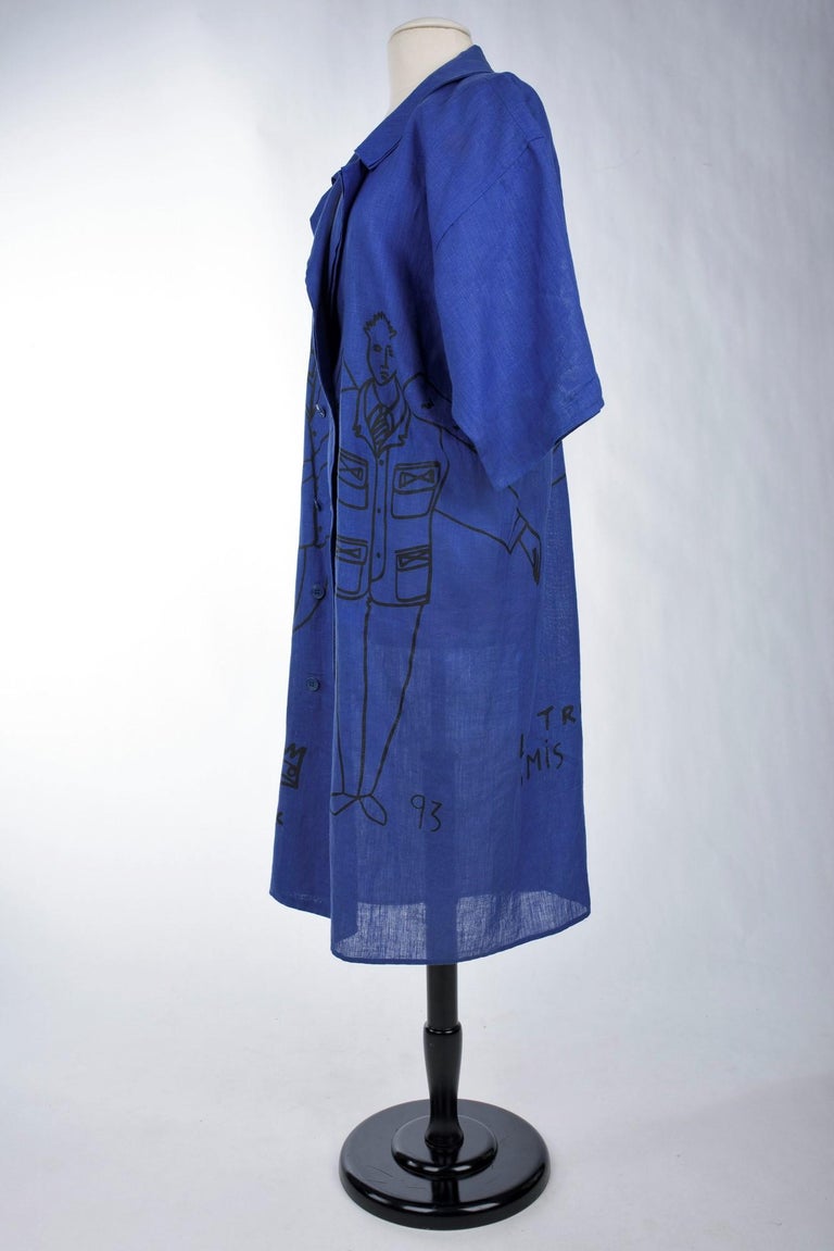 A Printed linen Blouse coat Jean-Charles de Castelbajac Ko and Co 1993  For Sale 8