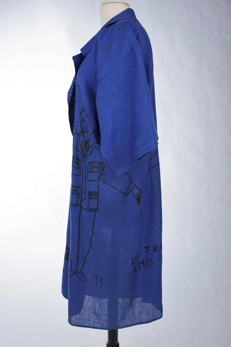 A Printed linen Blouse coat Jean-Charles de Castelbajac Ko and Co 1993  For Sale 9