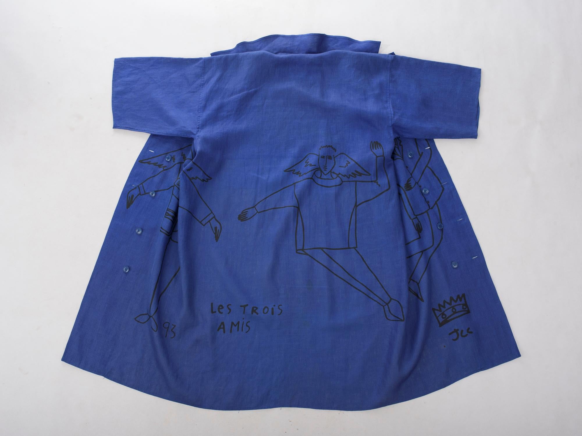 A Printed linen Blouse coat Jean-Charles de Castelbajac Ko and Co 1993 In Good Condition In Toulon, FR