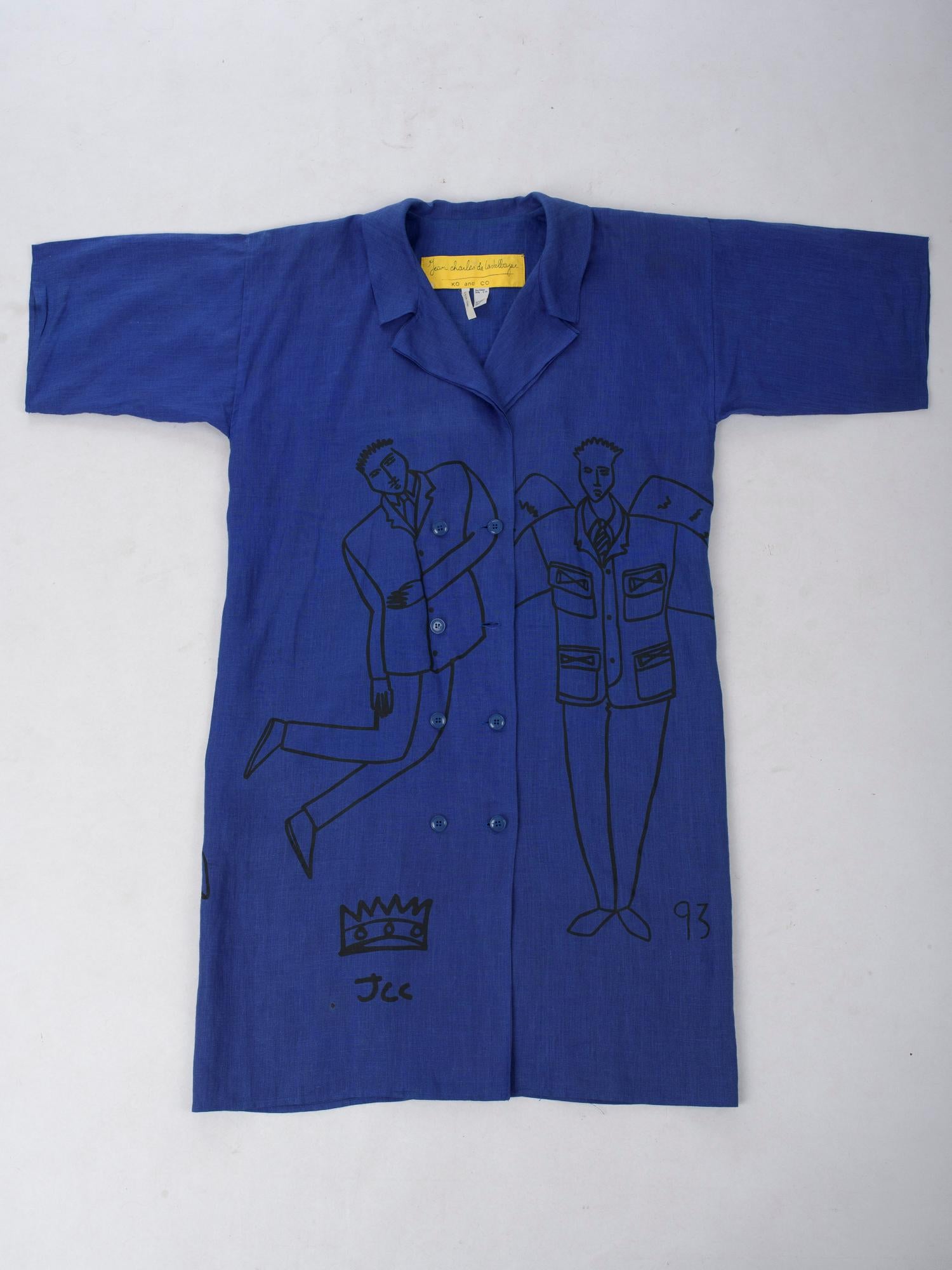 Women's or Men's A Printed linen Blouse coat Jean-Charles de Castelbajac Ko and Co 1993