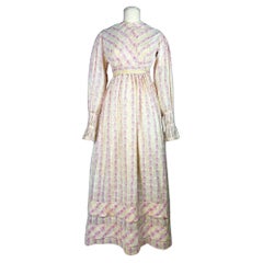 A Printed muslin summer Gown - Regency period England, circa 1820