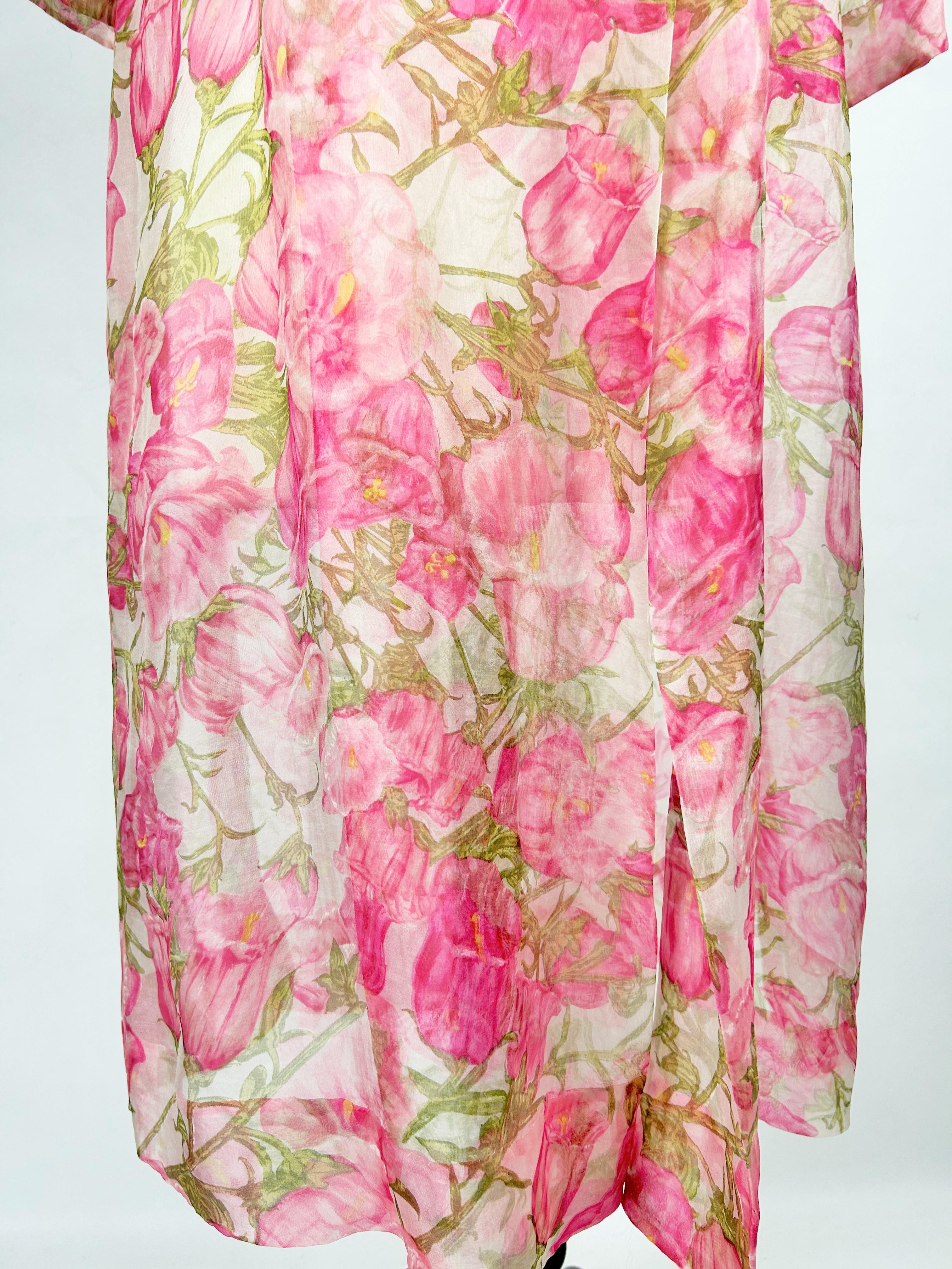 Un abrigo de organza estampada al estilo de Pierre Balmain - Francia Circa 1958-1962 en Bueno estado para la venta en Toulon, FR