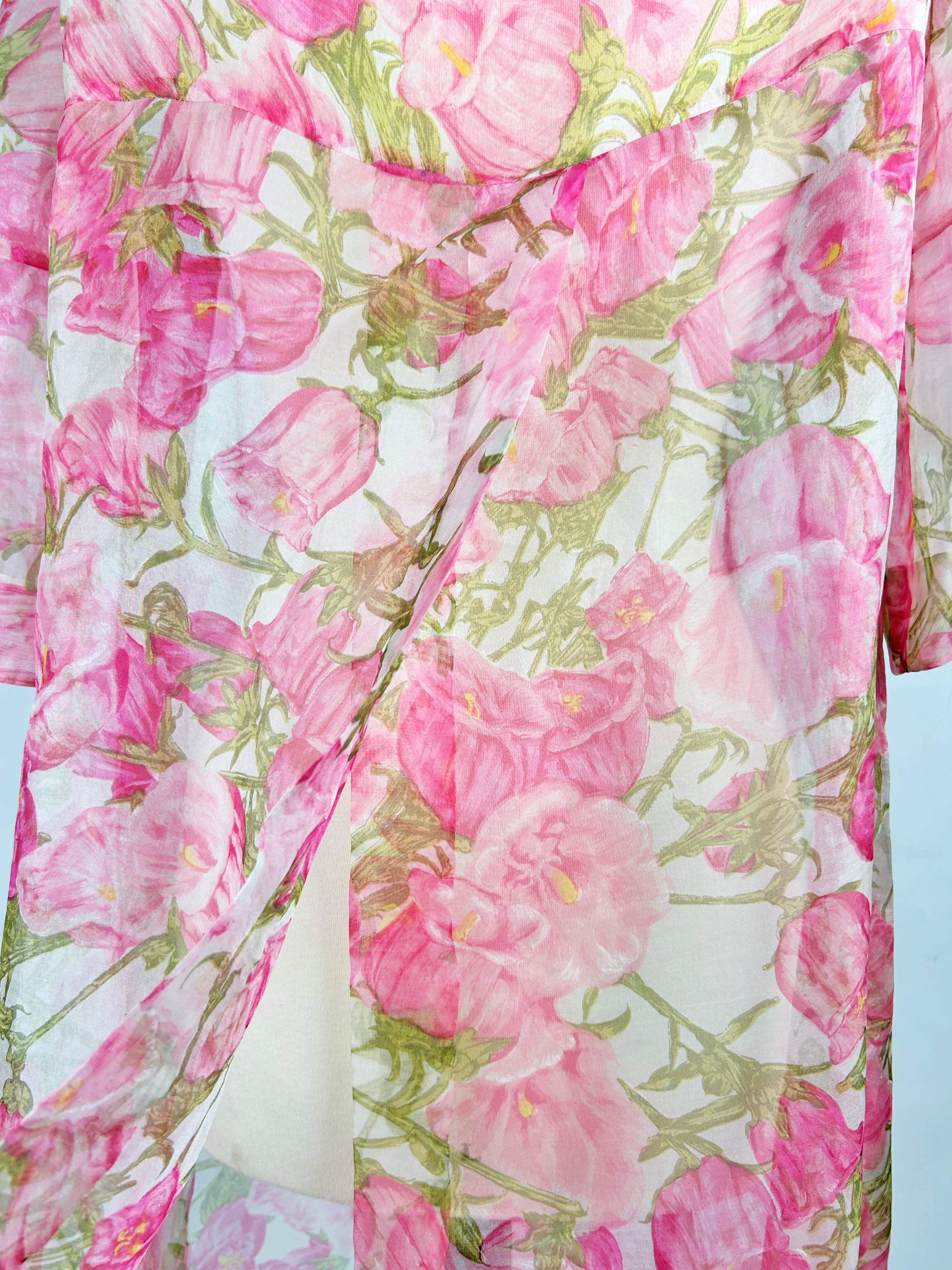 Un abrigo de organza estampada al estilo de Pierre Balmain - Francia Circa 1958-1962 en venta 3