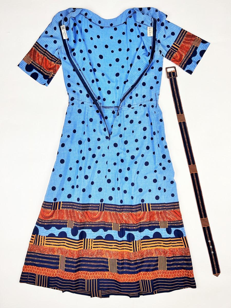 Robe en taffetas imprimé de Jules-François Crahay pour Lanvin - Paris Circa 1975 en vente 8