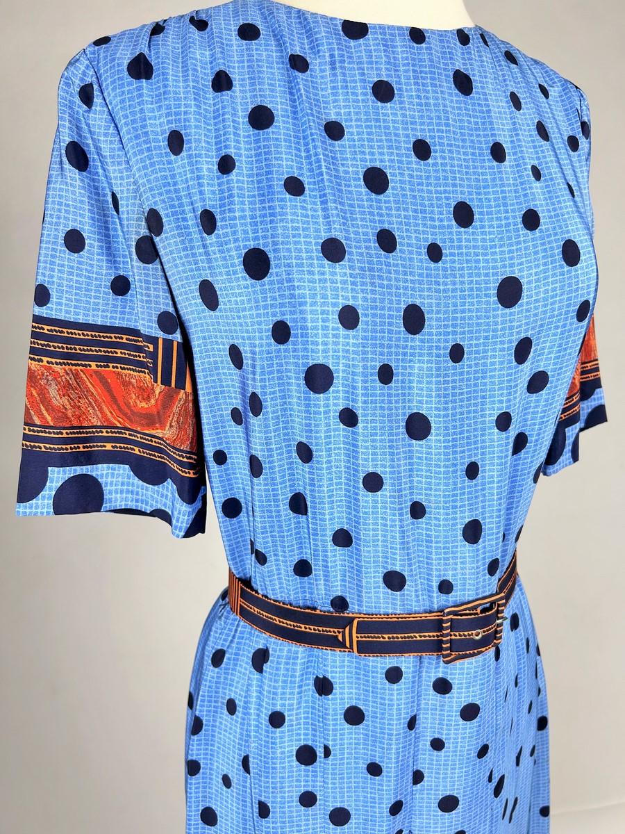 Robe en taffetas imprimé de Jules-François Crahay pour Lanvin - Paris Circa 1975 Pour femmes en vente