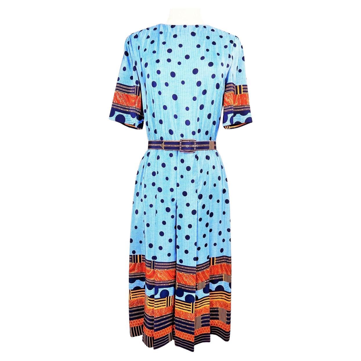 Robe en taffetas imprimé de Jules-François Crahay pour Lanvin - Paris Circa 1975
