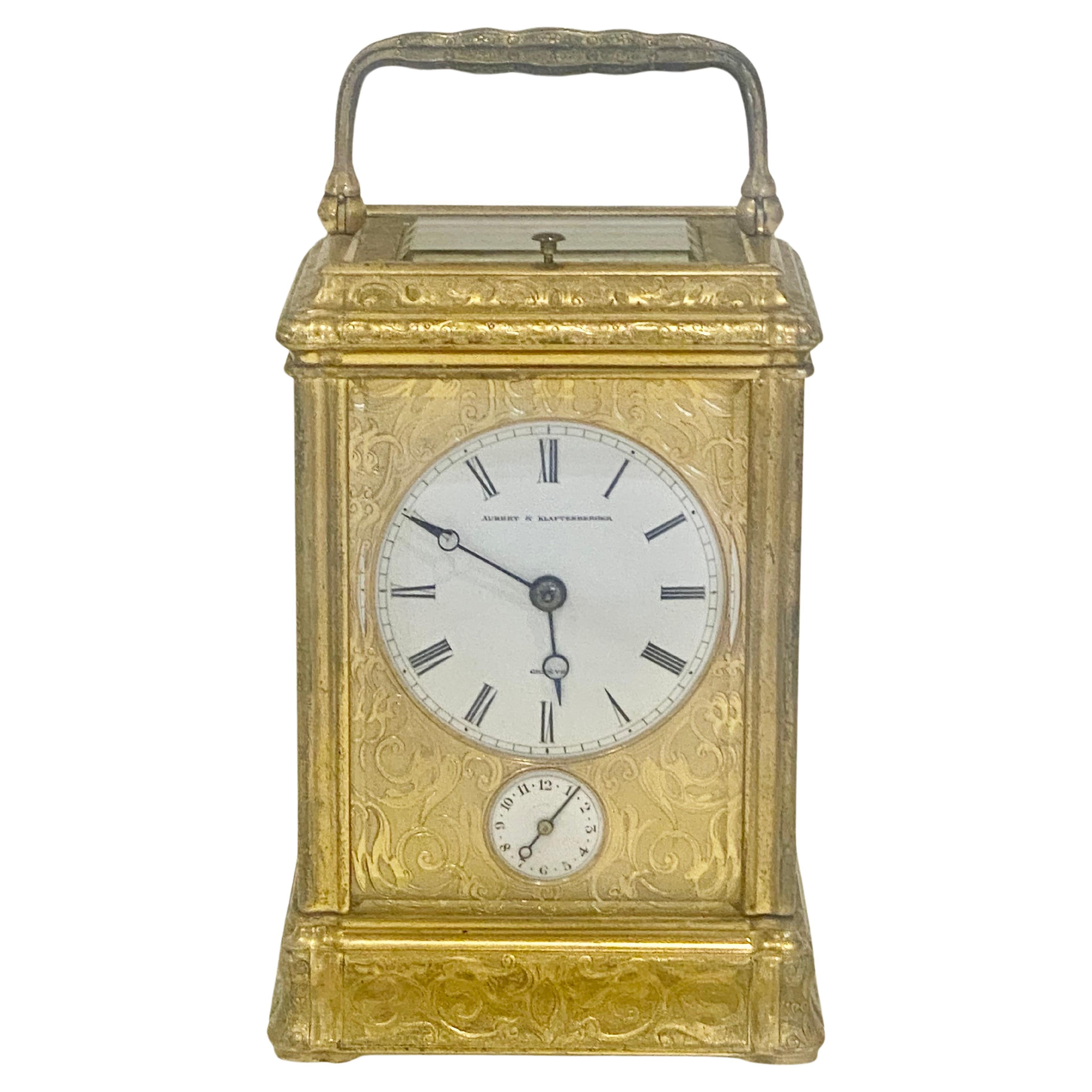 Profusely Engraved to All Sides Gilt Bronze Carriage Clock, circa 1860 For Sale 7