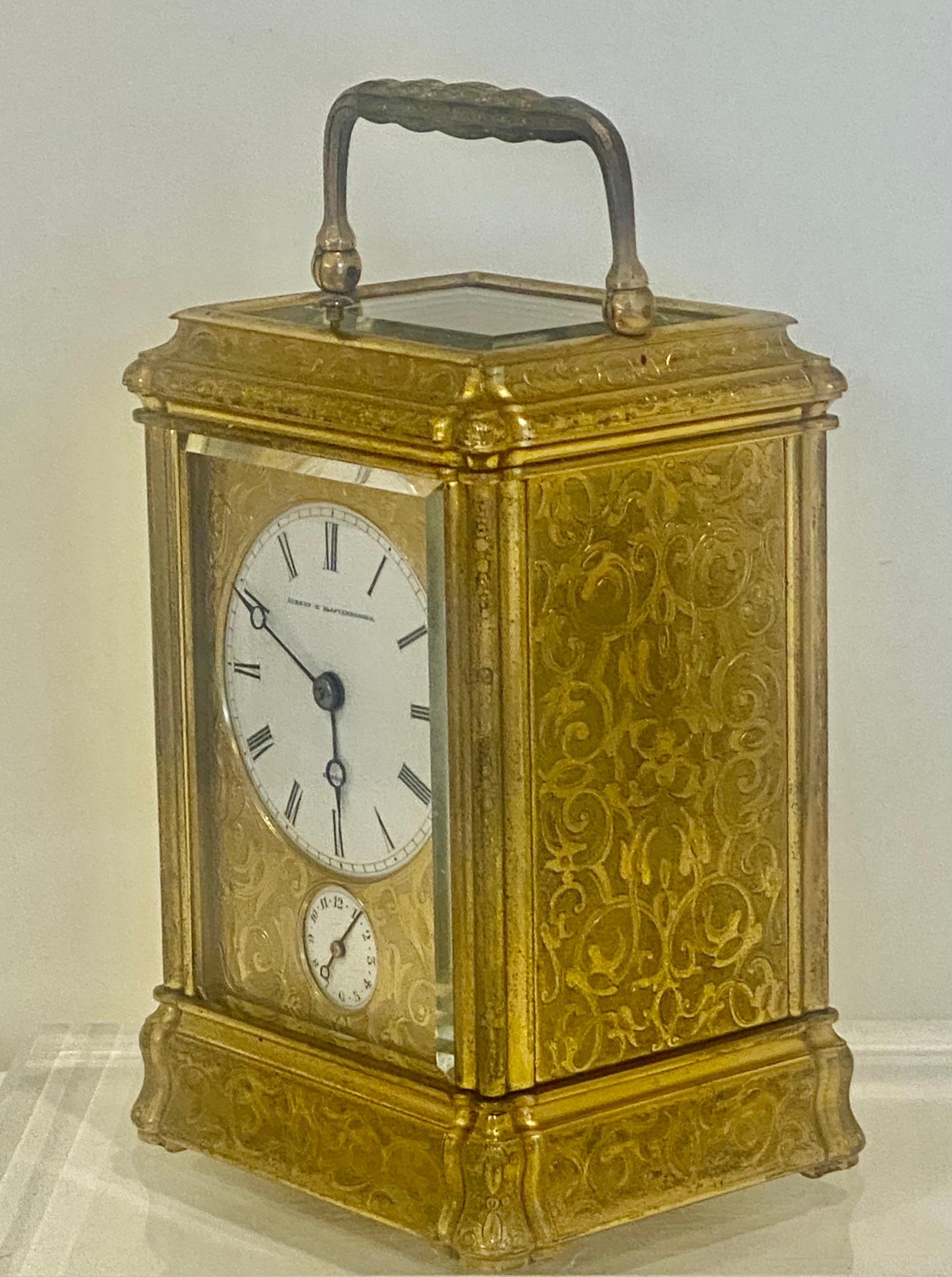 Profusely Engraved to All Sides Gilt Bronze Carriage Clock, circa 1860 For Sale 10
