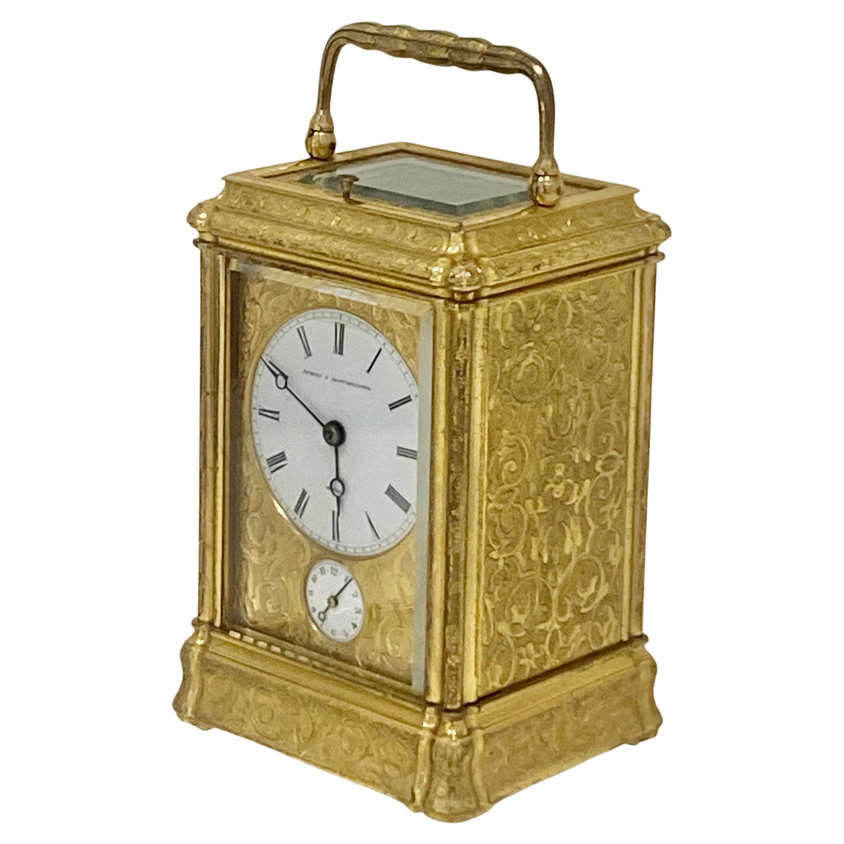 Profusely Engraved to All Sides Gilt Bronze Carriage Clock, circa 1860 For Sale 3