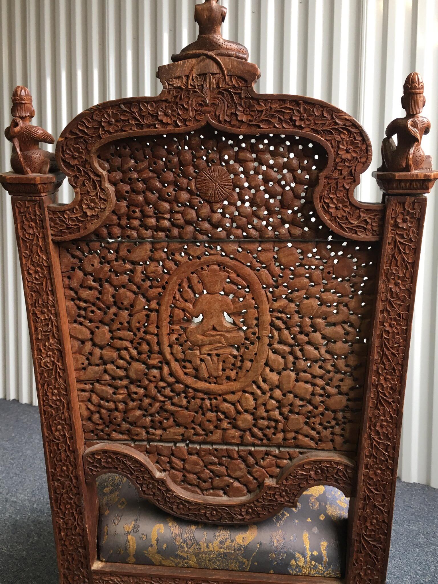 Profusely Pierced Carved Indian Rosewood Low Side Chair, circa 1880 13