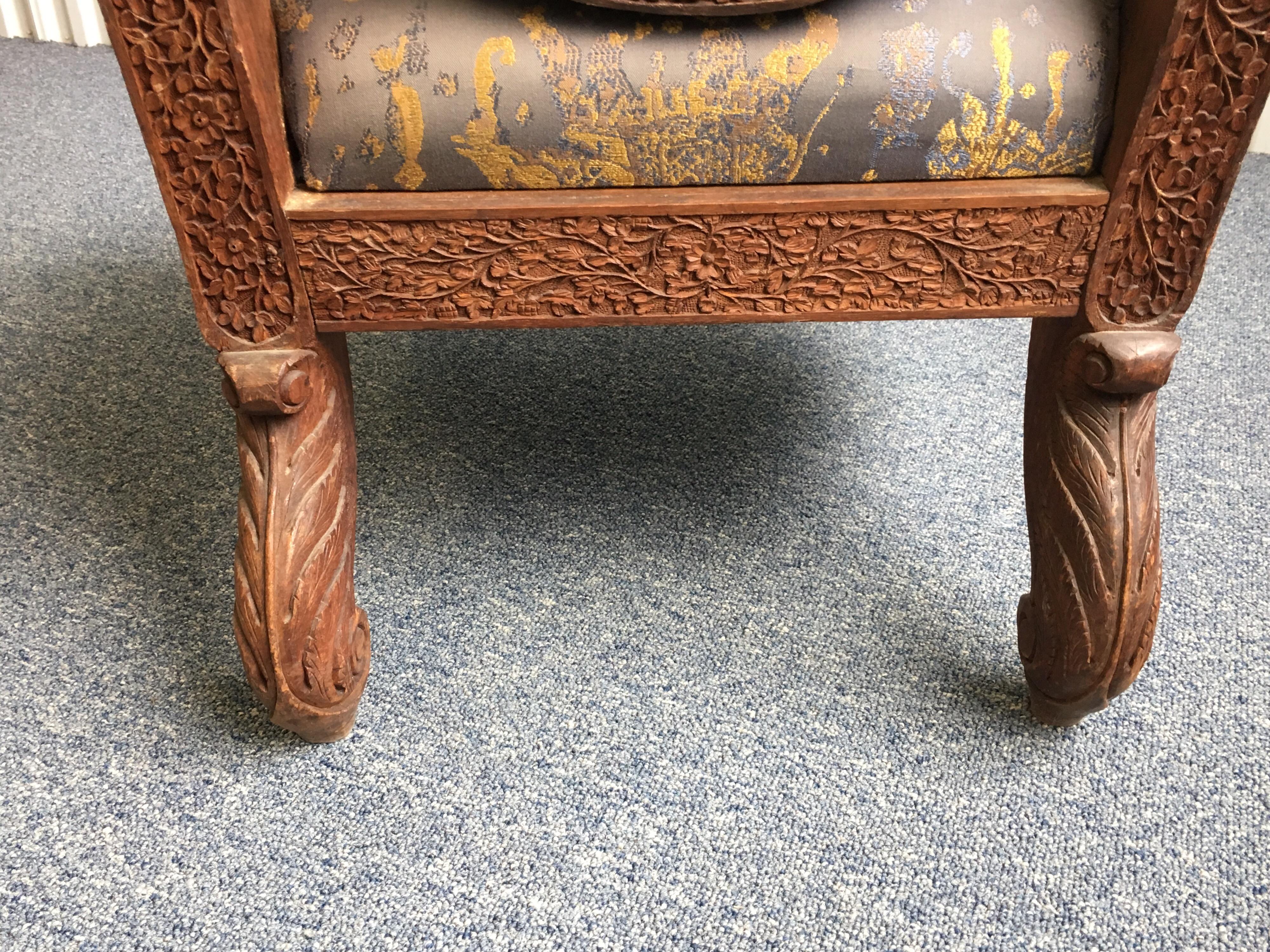 Profusely Pierced Carved Indian Rosewood Low Side Chair, circa 1880 14