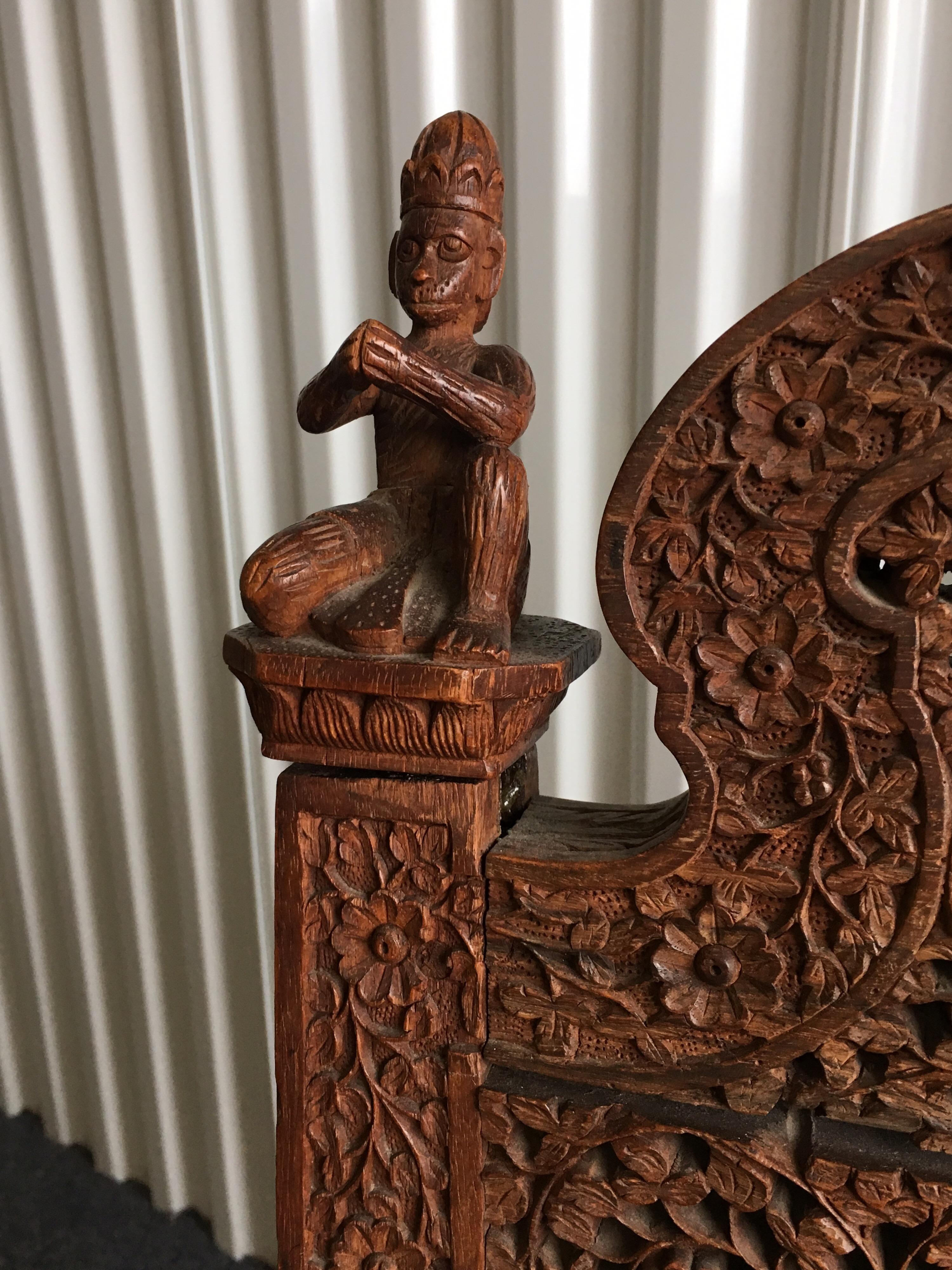 Profusely Pierced Carved Indian Rosewood Low Side Chair, circa 1880 1