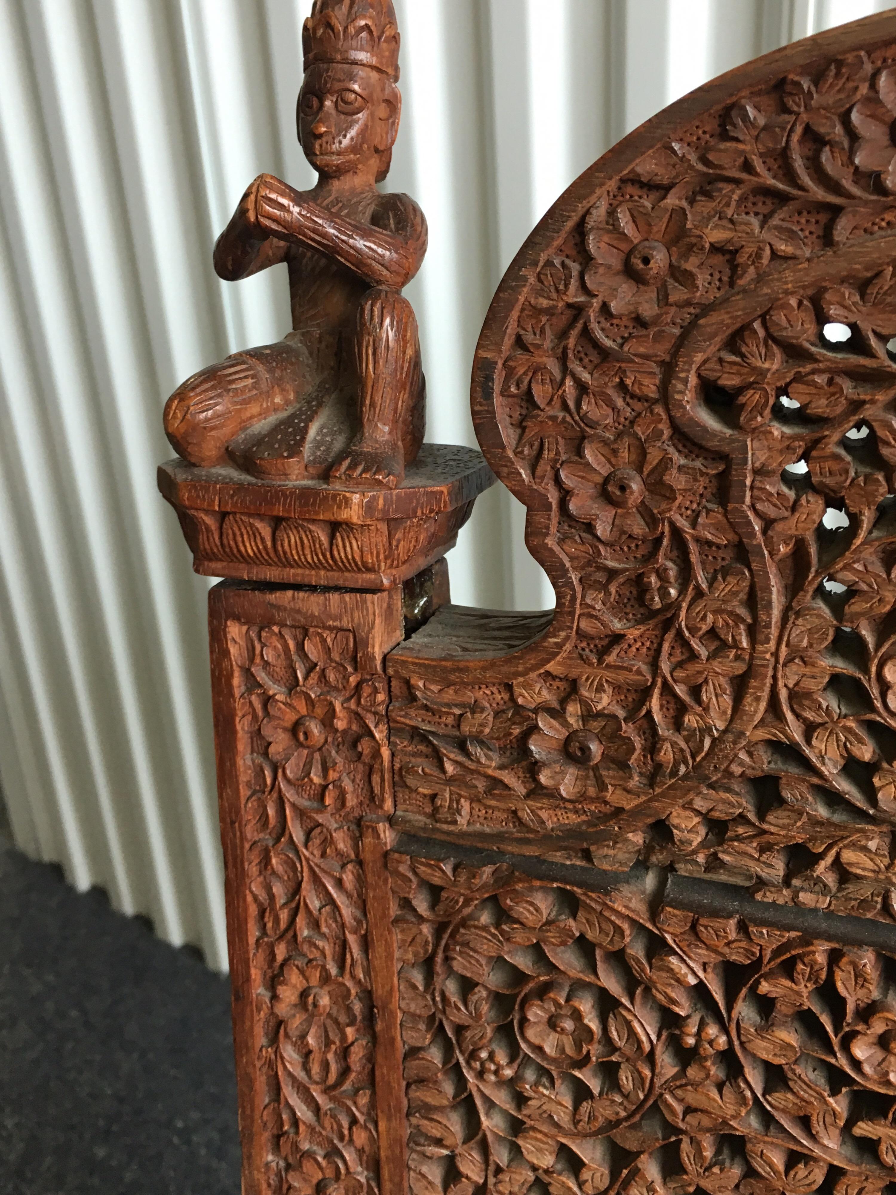 Profusely Pierced Carved Indian Rosewood Low Side Chair, circa 1880 3