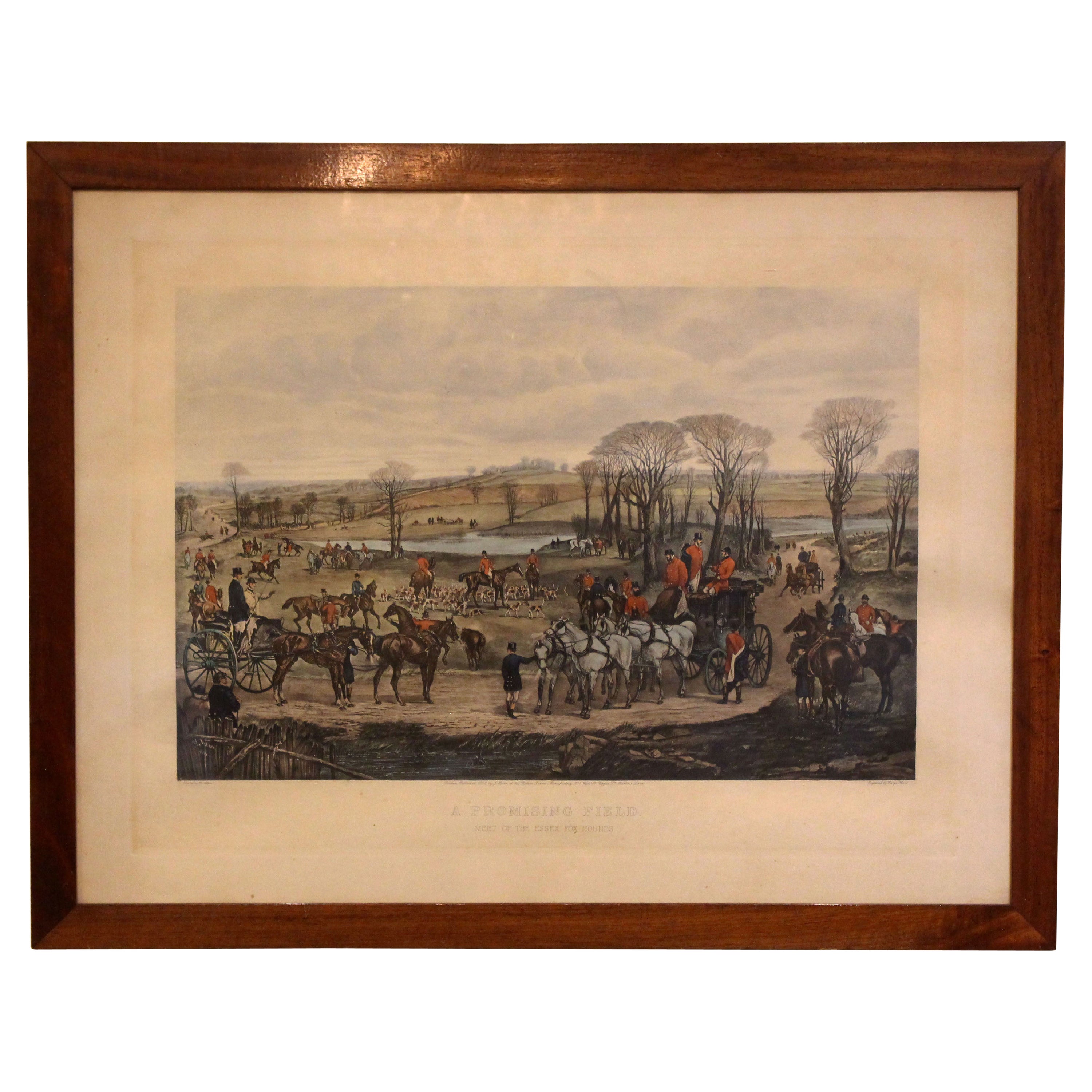 "A Promising Field, Meet of the Essex Fox Hounds" 1852 Print