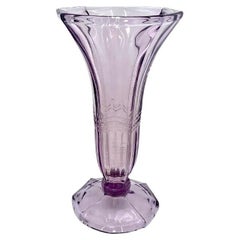 Vintage Purple Art Deco Vase, Huta Zawiercie, Poland, 1960s