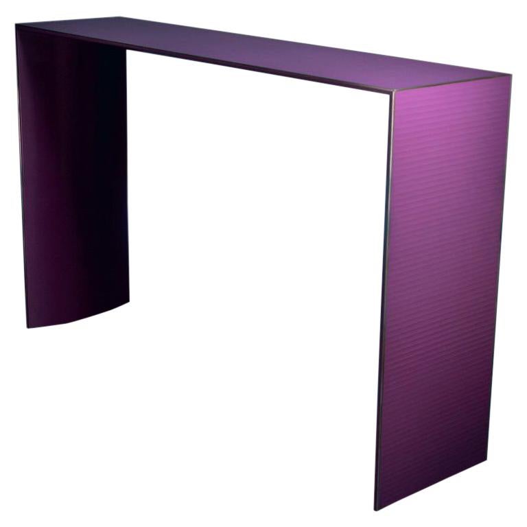 A Purple Skinny Lacquered Console Table by Talisman For Sale