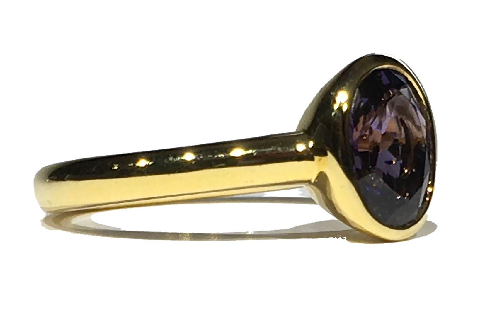Women's or Men's A Kary Adam Designed Purple Spinel Ring Set in 14 Karat Yellow Gold For Sale