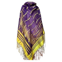 A Purplish silk gauze shawl with golden yellow brocade - Central Asia early 20th