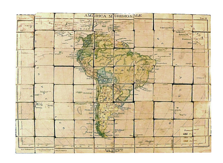 Wood Puzzle Atlas with Maps, Italy, circa 1900 For Sale