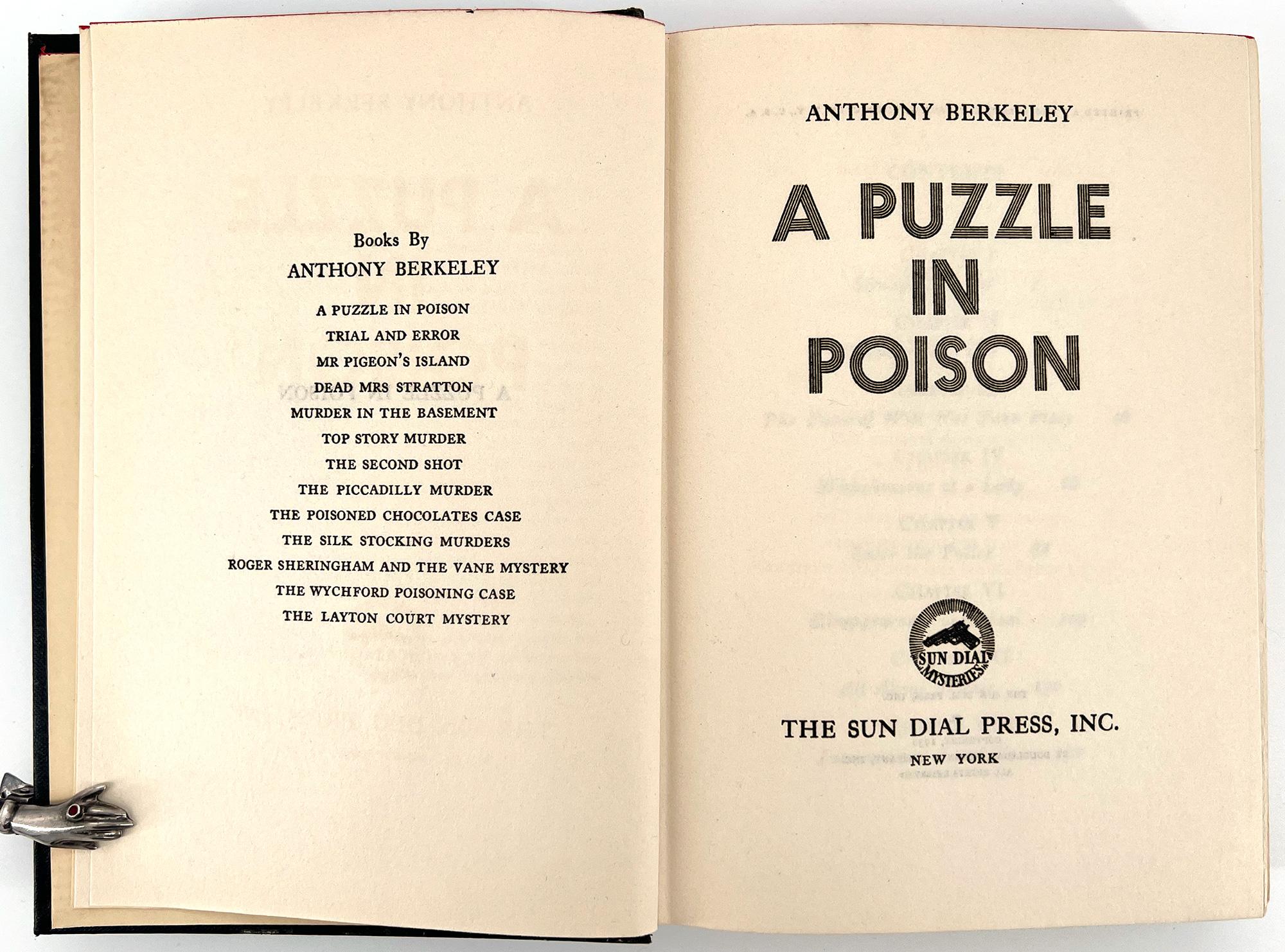 American Puzzle in Poison, by Anthony Berkeley For Sale