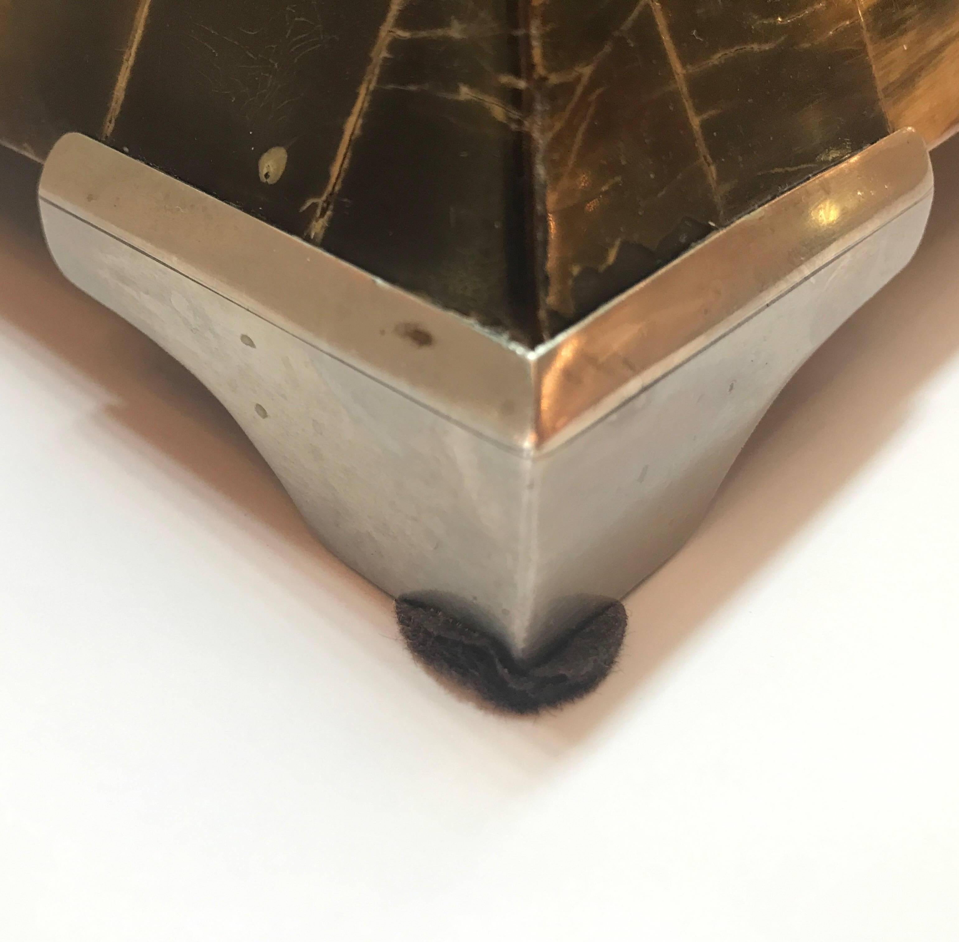 Pyramid Form Hinged Table Box with Horn Surface 2
