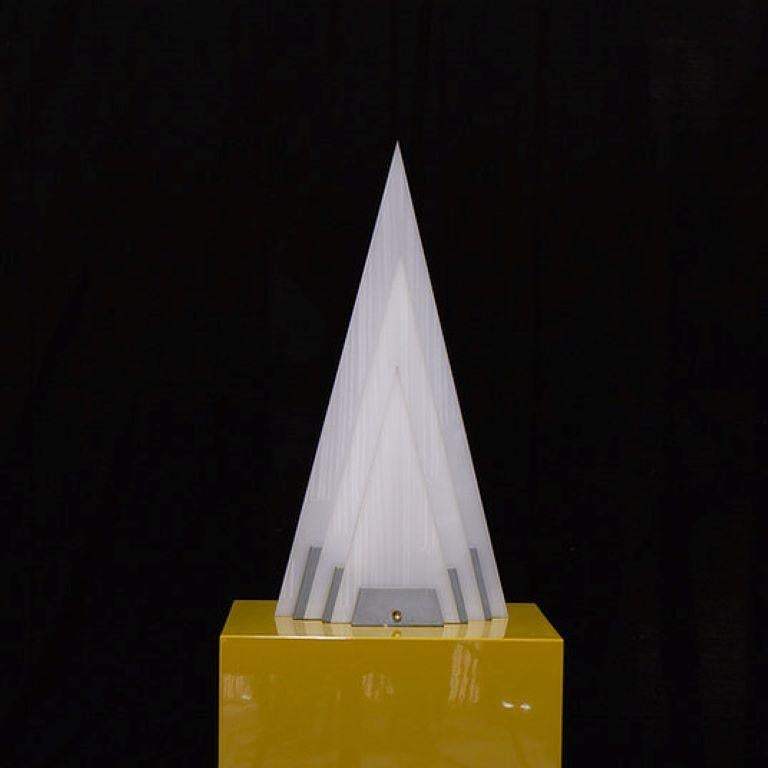 Aluminum Pyramid Shaped Aluminium and Acrylic Lamp Late 1970s