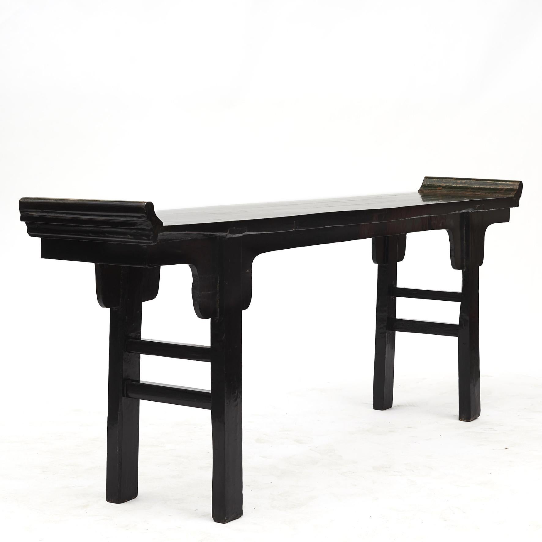 Black & Green Lacquer Consol Table, Shandong, 1830-1840 For Sale 4