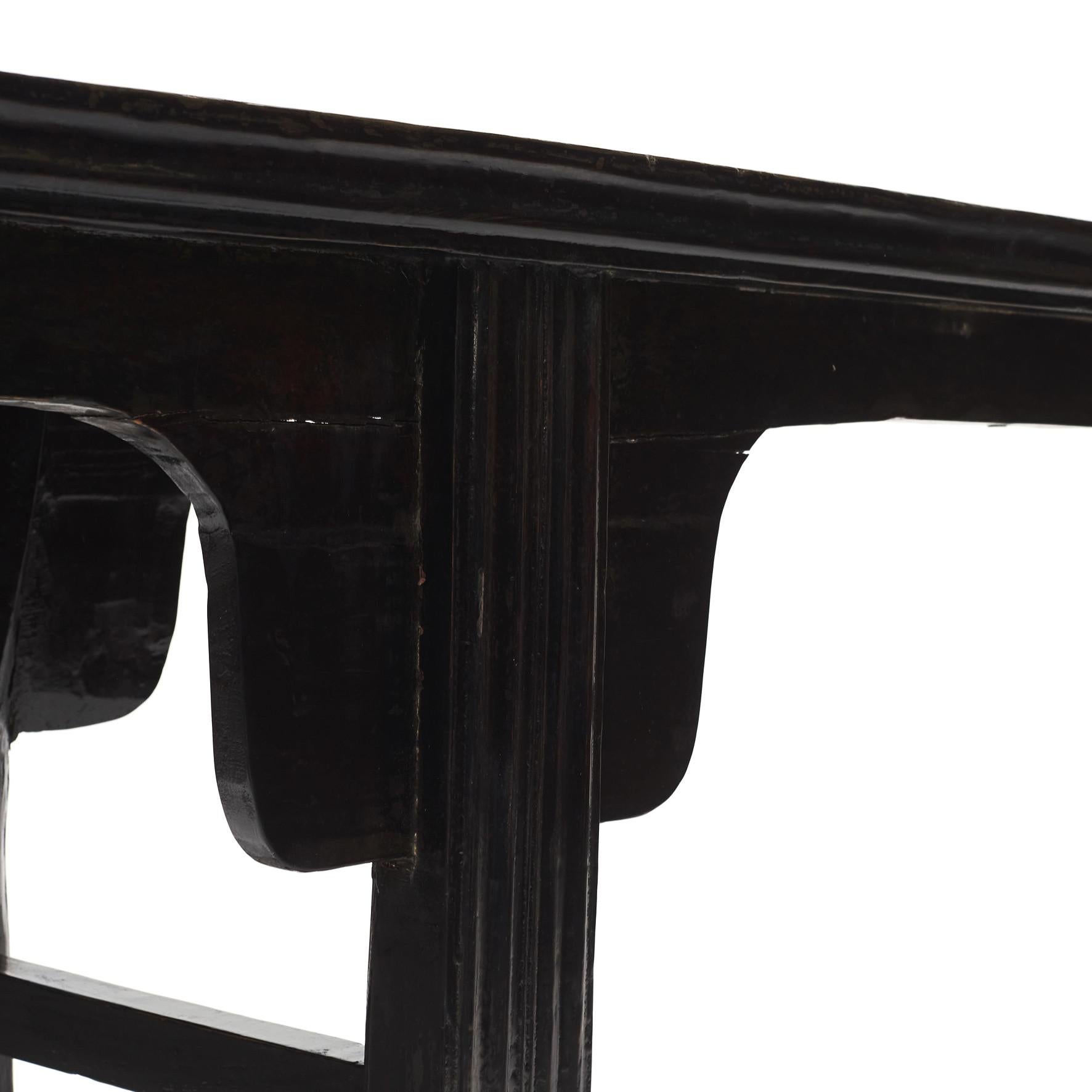 Table console en laque noire et verte, Shandong, 1830-1840 Bon état - En vente à Kastrup, DK