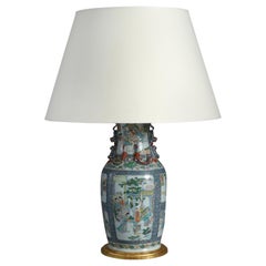 Qing Dynasty Famille Verte Vase Lamp Base