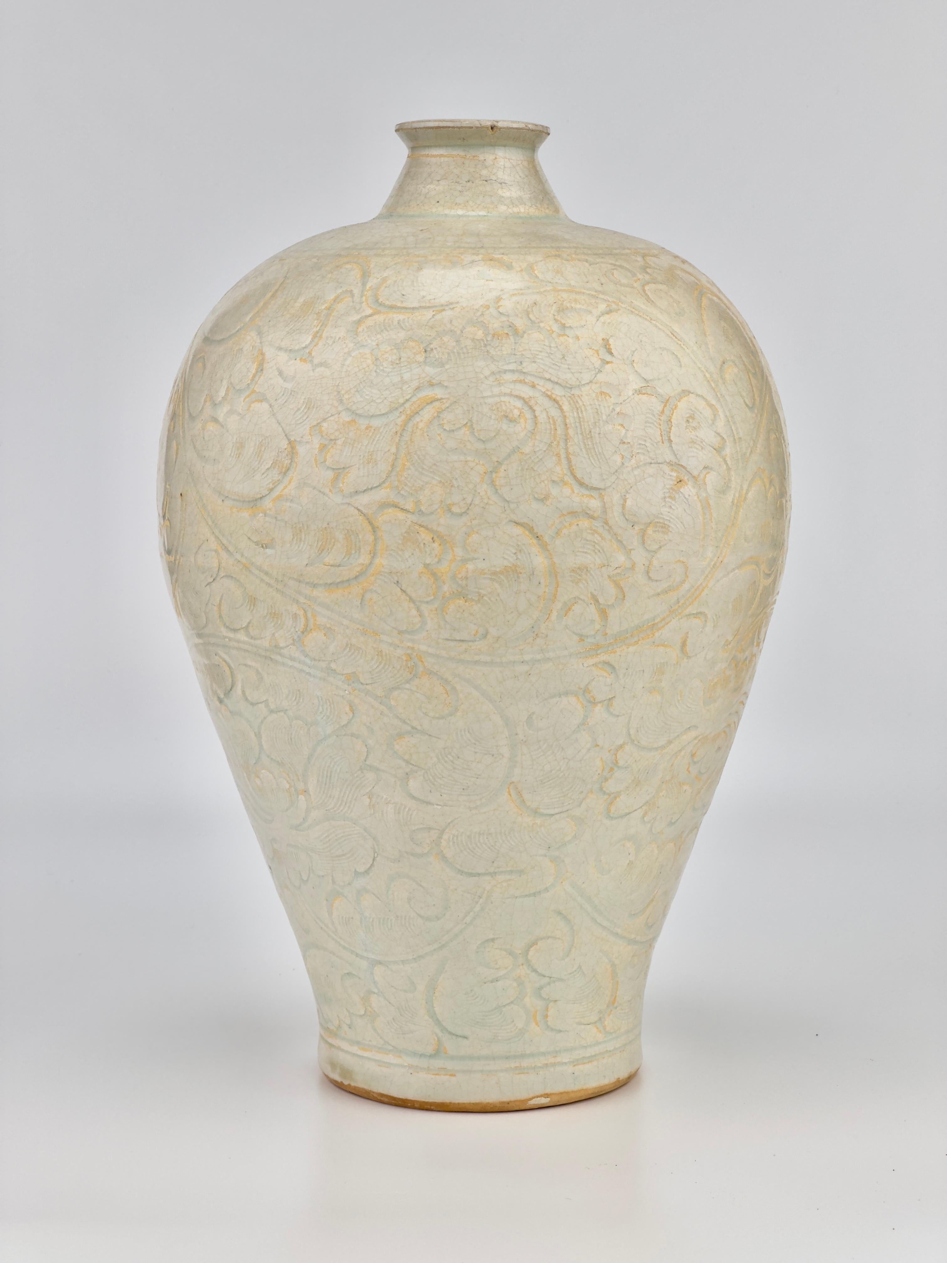Ming A Qingbai Carved Meiping Porcelain, Song Dynasty For Sale