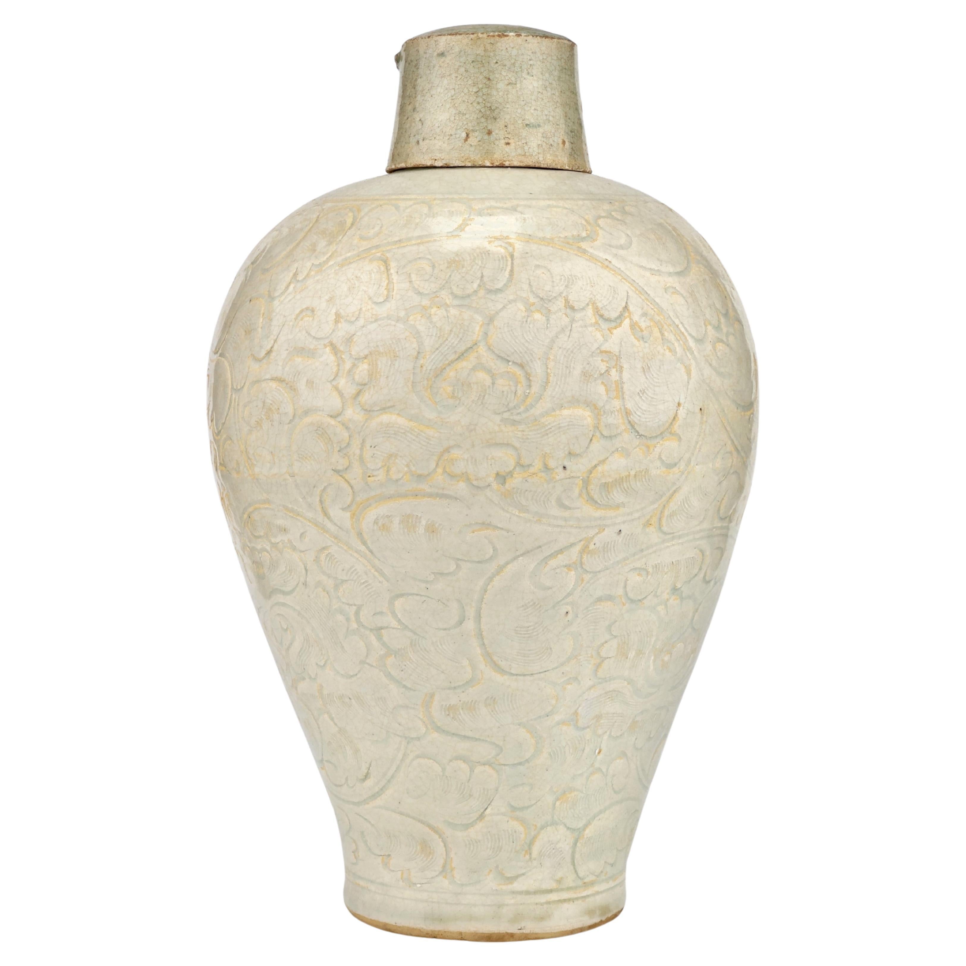 A Qingbai Carved Meiping Porcelain, Song Dynasty
