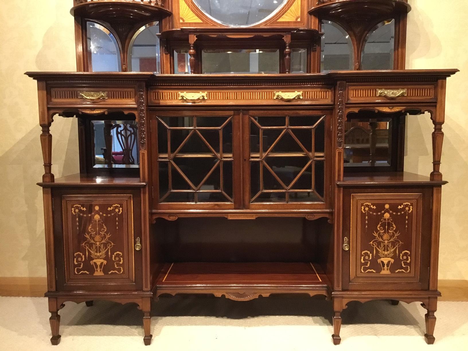 Quality Mahogany Inlaid Late Victorian Period Chiffonier For Sale 4