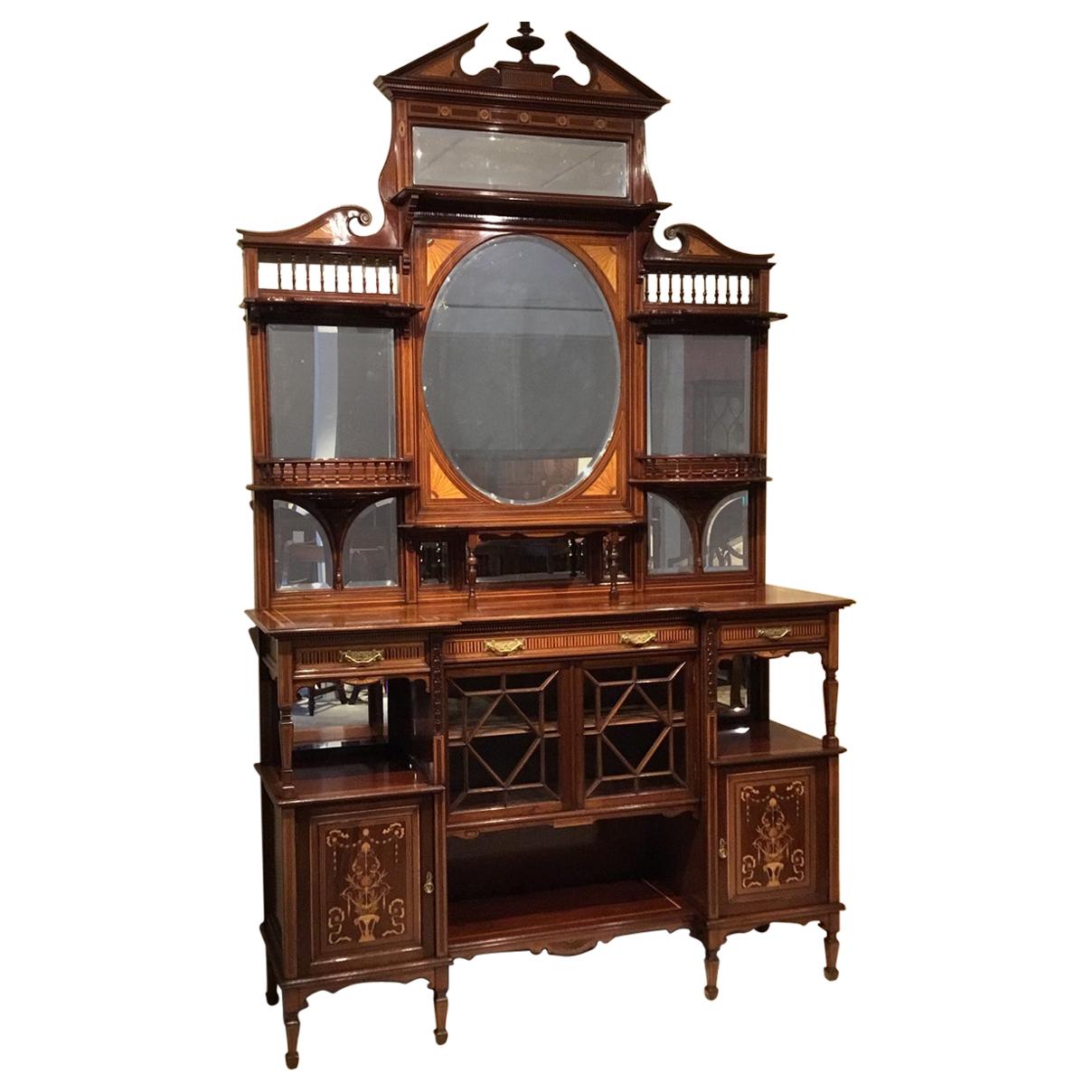Quality Mahogany Inlaid Late Victorian Period Chiffonier For Sale