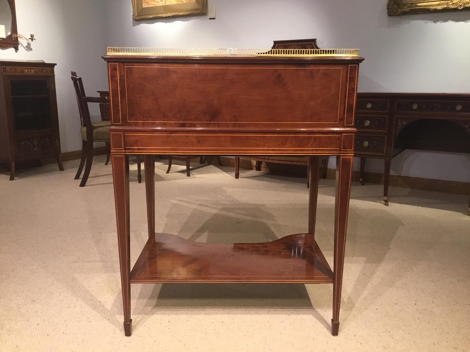 Quality Marquetry Inlaid Cylinder Bureau by Maple & Co 10