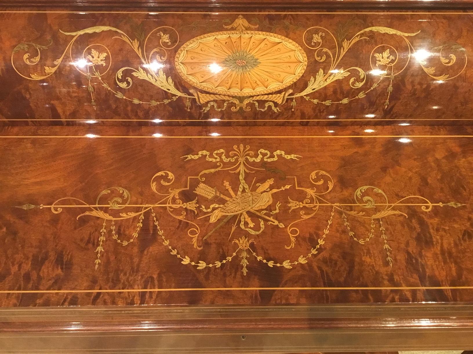 Quality Marquetry Inlaid Cylinder Bureau by Maple & Co In Excellent Condition In Darwen, GB