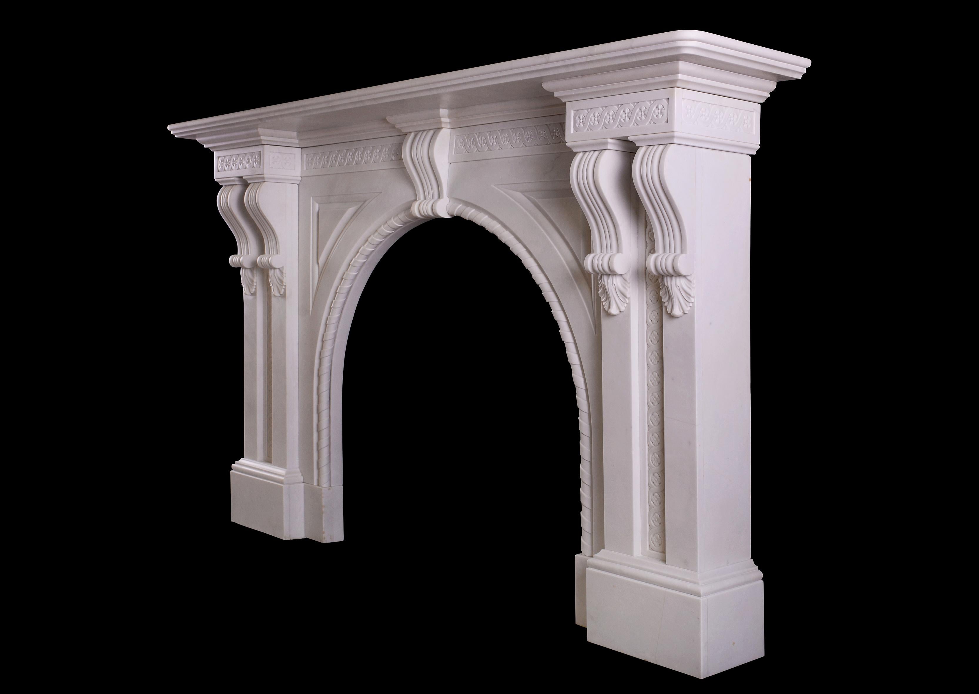 19th Century Quality Period Victorian Fireplace in Italian Statuary Marble For Sale