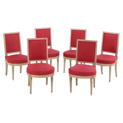 Antique A quality set of 6 French Louis XVI style dining chairs, C 1920.