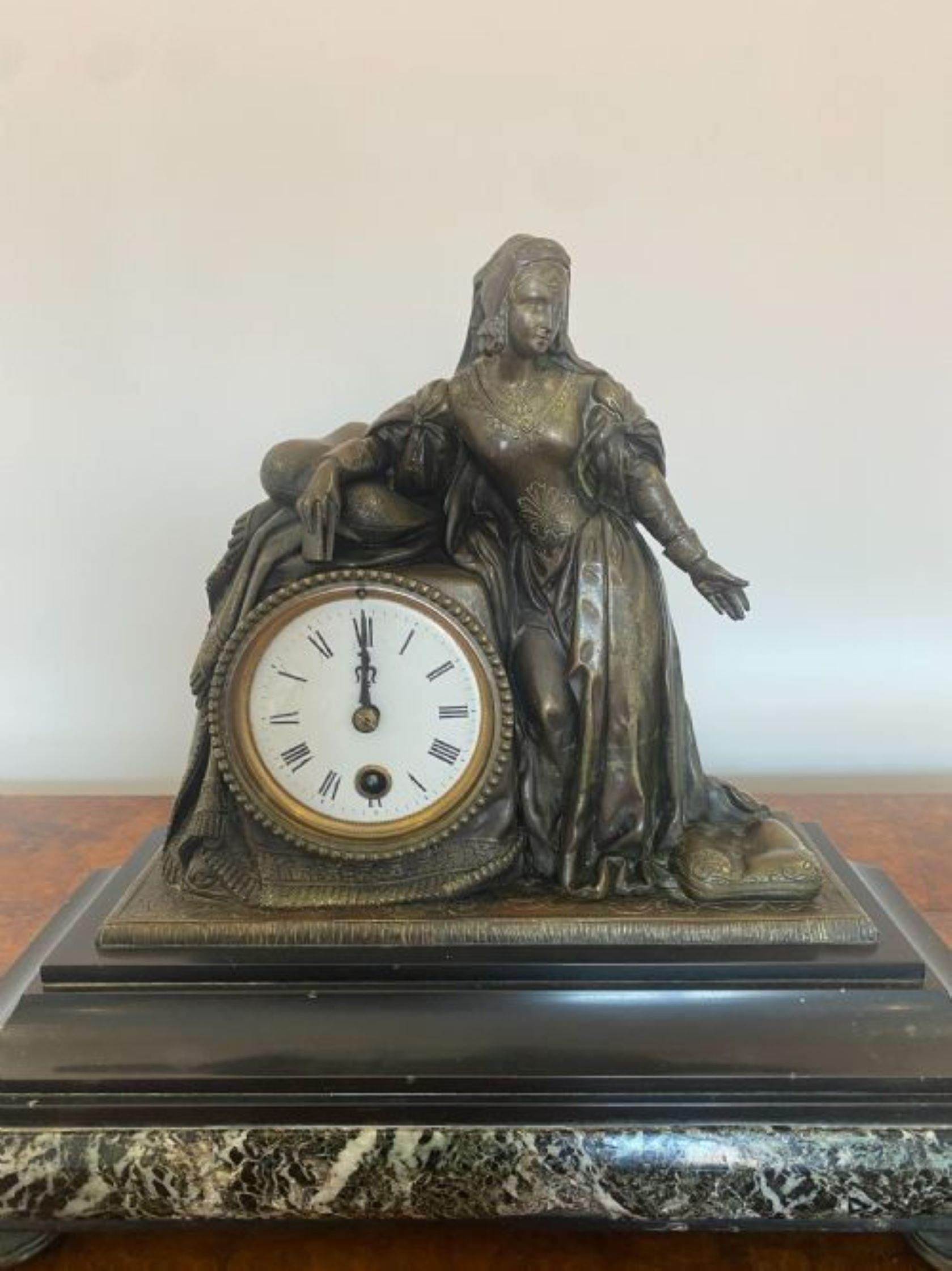 A Quality Victorian Marble Mantle Clock In Good Condition For Sale In Ipswich, GB