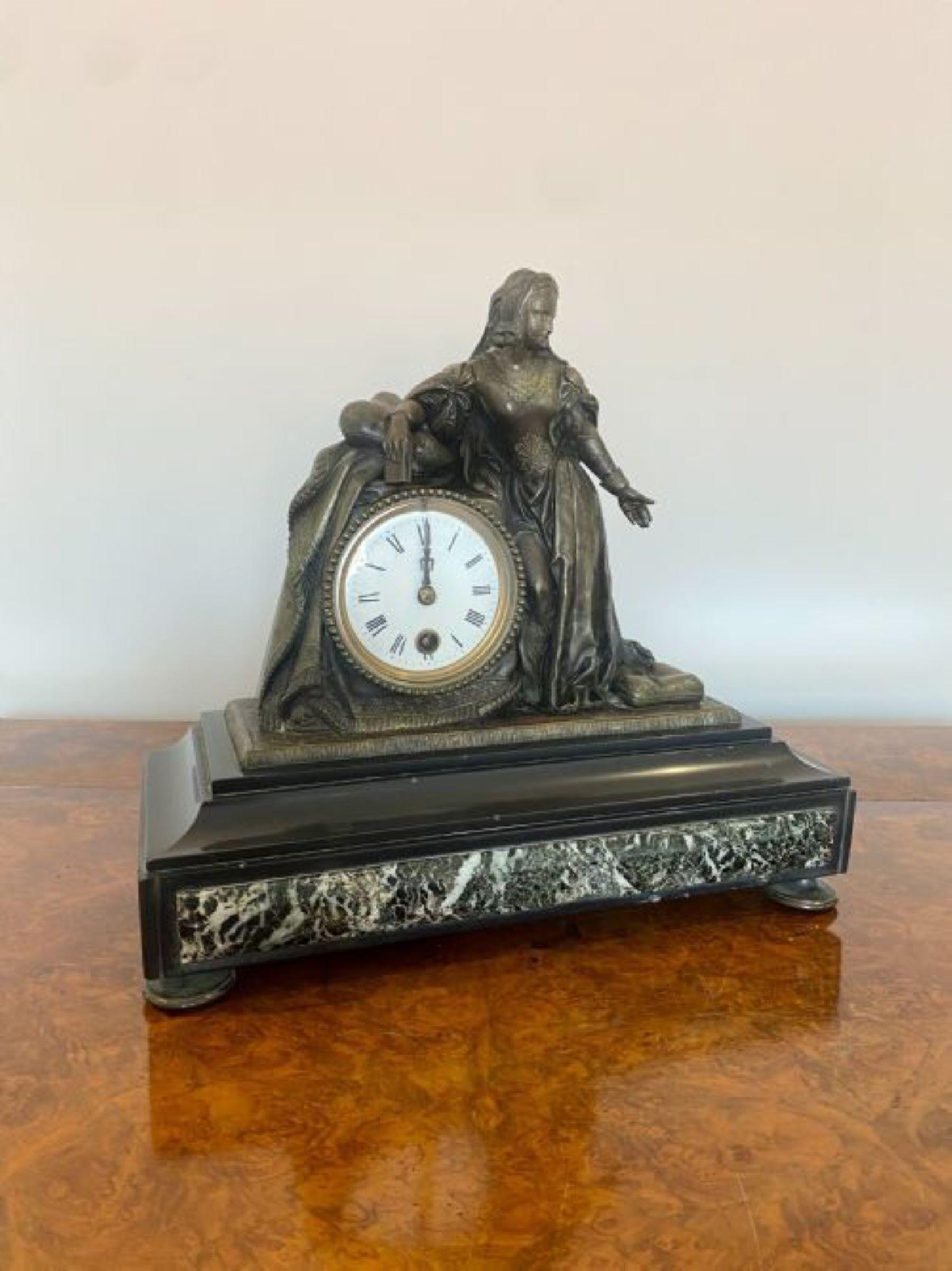Bronze A Quality Victorian Marble Mantle Clock For Sale