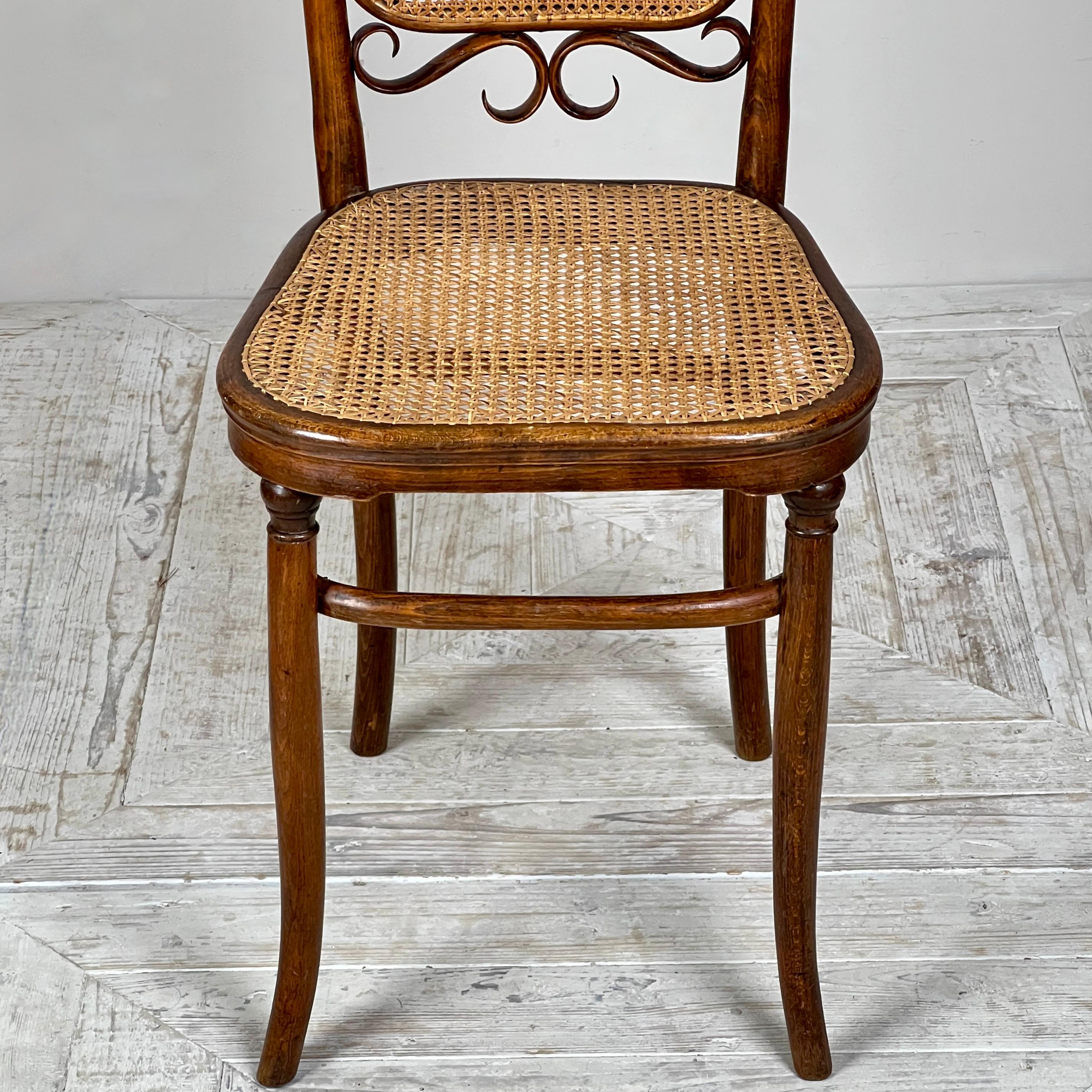 Quatuor de chaises en bois courbé et en rotin du début du 20e siècle par Josef Hoffmann 2