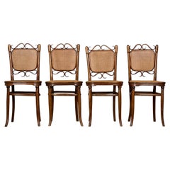 Quatuor de chaises en bois courbé et en rotin du début du 20e siècle par Josef Hoffmann