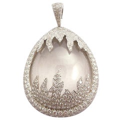 Quartz and Diamond Pendant Mounted in 18 Karat White Gold