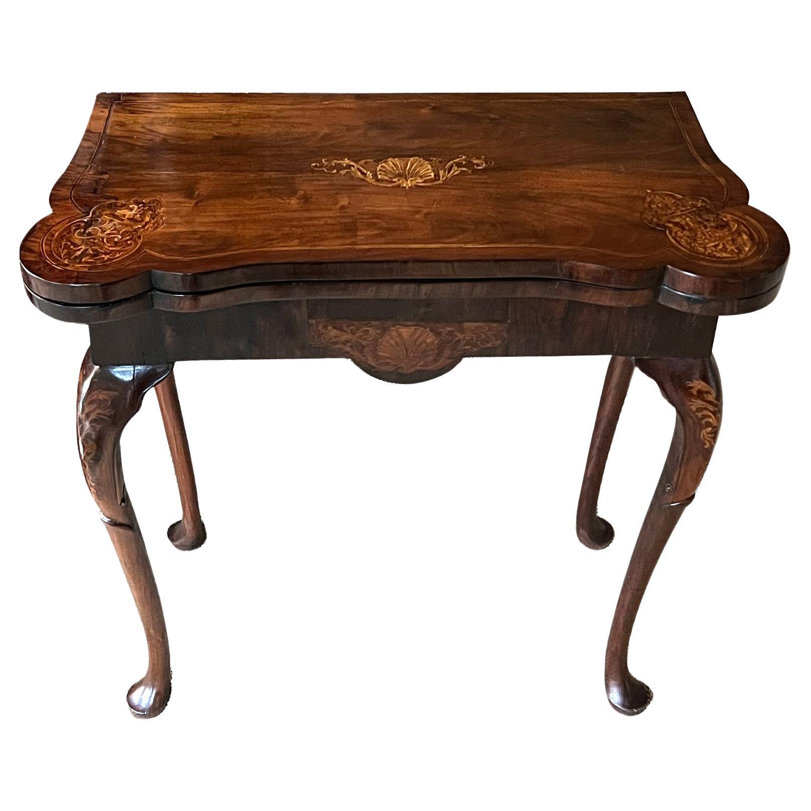 A Queen Anne Period Carved Walnut Lift-top Gate Leg Games/Card Table For Sale