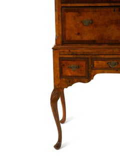 A Queen Anne Style Walnut Flat-Top Chest on Stand 19th Century Height 68 1/2 x w
