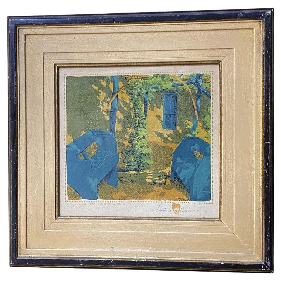 "A Quiet Corner" Wood Block print by Gustave Baumann, Signed 4 of 125 For Sale