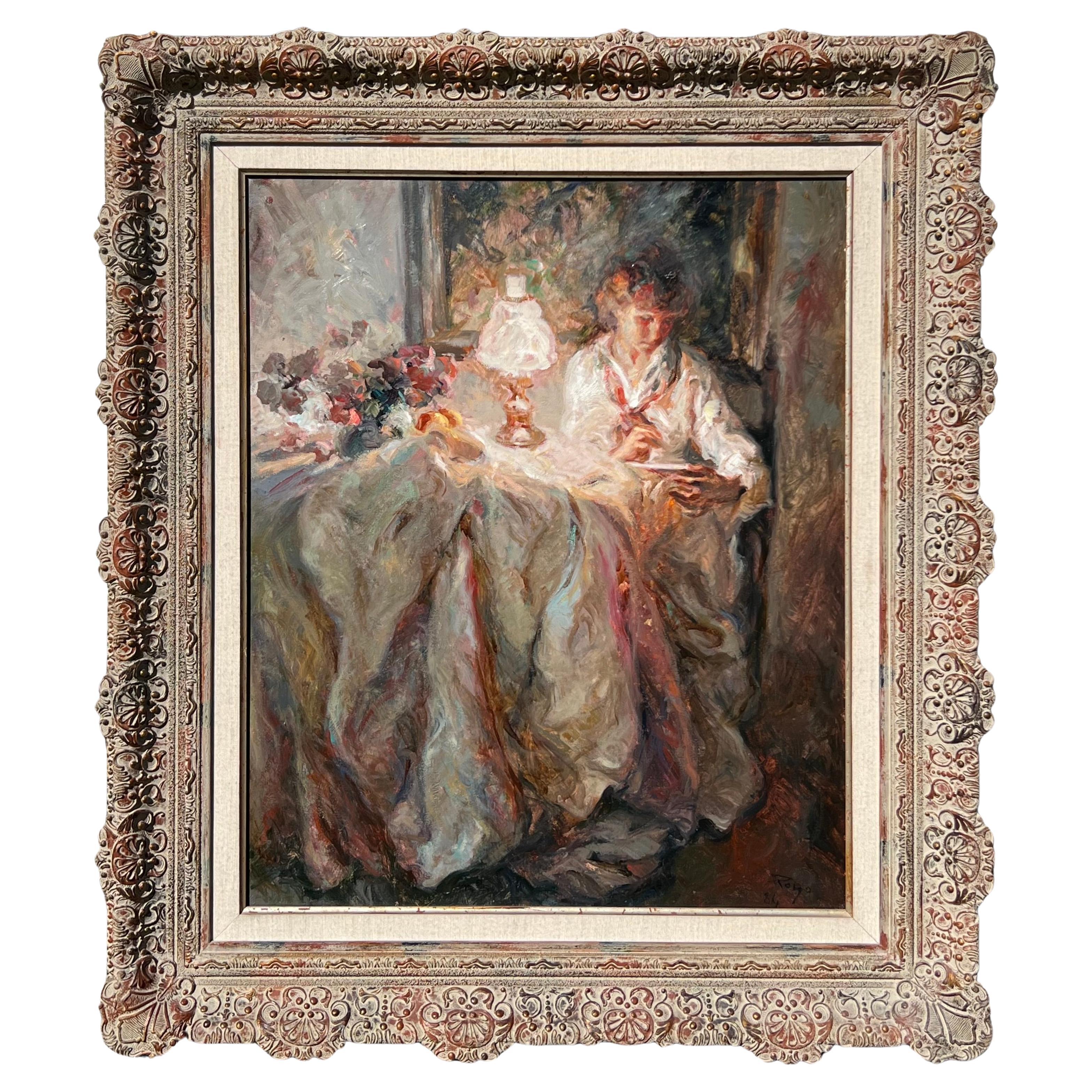 "A Quiet Evening" oil painting by Jose Royo For Sale