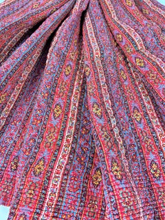 A quilted Skirt in red and blue printed cotton - Provence Circa 1870